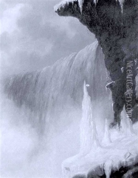 Untitled - Niagara Falls In Winter Oil Painting - Cornelius David Krieghoff