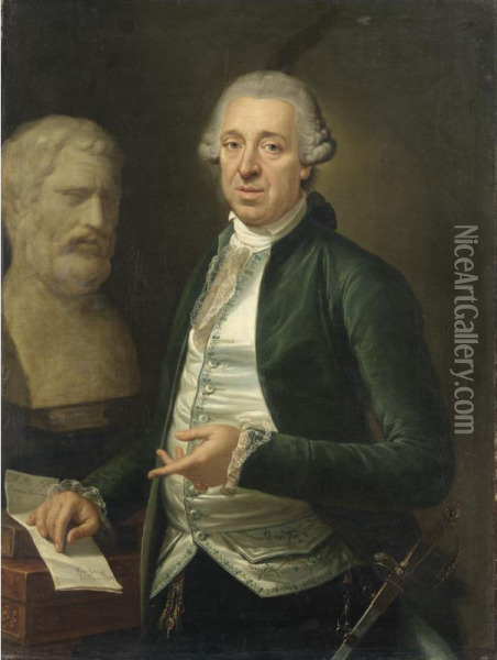 Ritratto Di Domenico De Angelis Con L'erma Di Biante Oil Painting - Tommaso Pietro Labruzzi