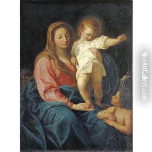 Madonna Col Bambino E San Giovannino Oil Painting - Pompeo Girolamo Batoni