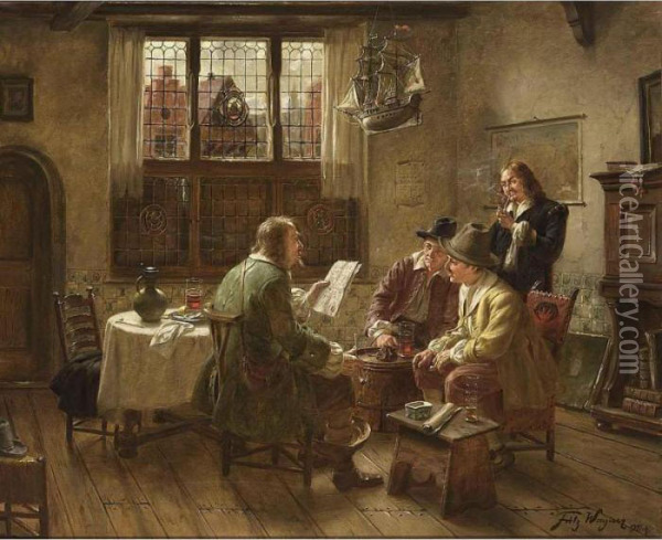 The Contract Oil Painting - Fritz Wagner
