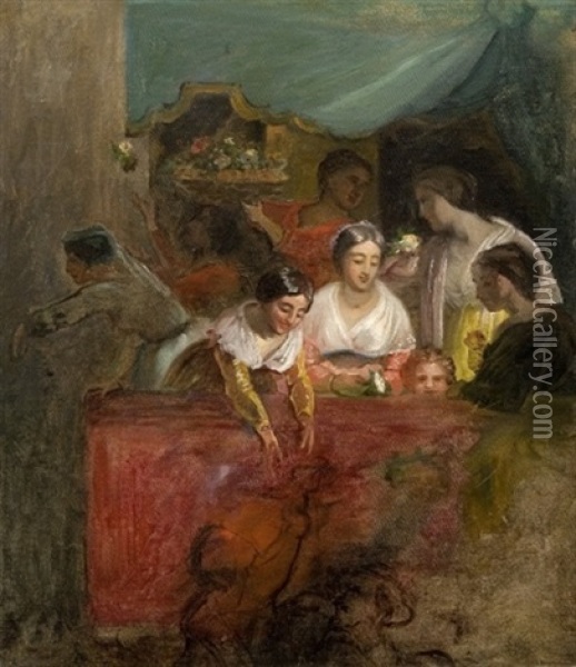 Italienerinder Pa En Balkon Oil Painting - Wilhelm Nicolai Marstrand