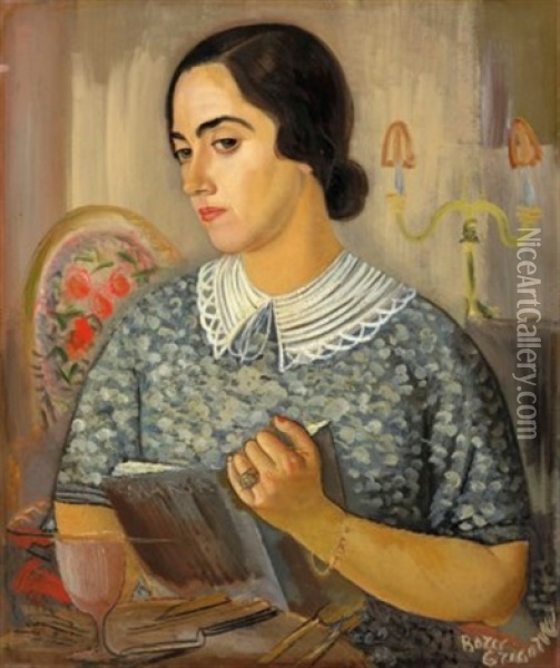 Portrait Of Maria Tupper (1893-1965) Oil Painting - Boris Dmitrievich Grigoriev