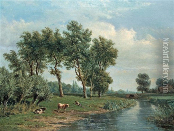 Break At The Brook Oil Painting - Jan Willem Van Borselen