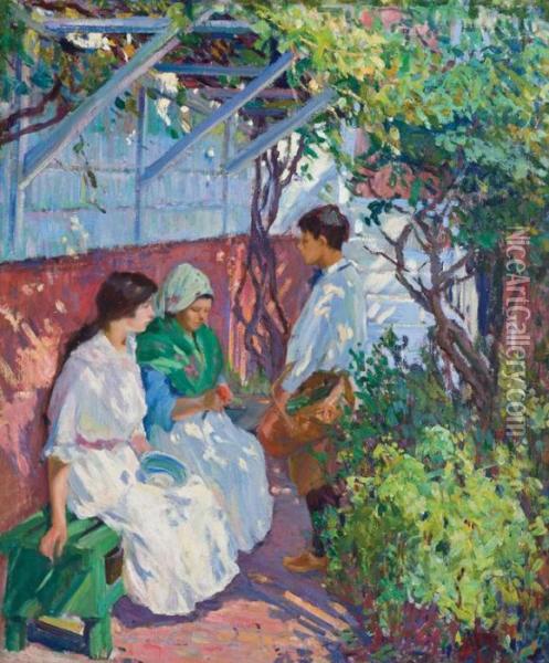 Under The Arbor Oil Painting - Mary Bradish Titcomb