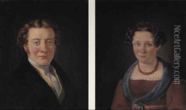 Portrait Of Mr. And Mrs. Von Christierson Oil Painting - Wilhelm Ferdinand Bendz