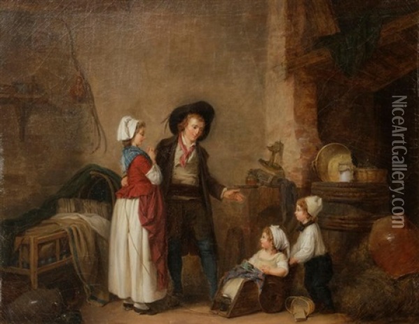 La Famille Heureuse, Le Retour Du Chasseur Oil Painting - Marc Antoine Bilcoq