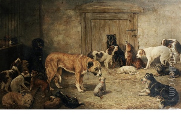 Temporary Lodgings Down At The Dogs Home Oil Painting - William Elstob Marshall