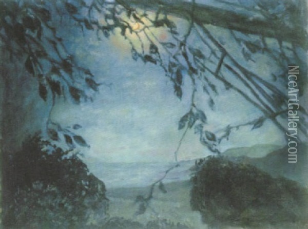 Pfalzer Landschaft Bei Neukastell Im Mondschein Oil Painting - Emil Orlik
