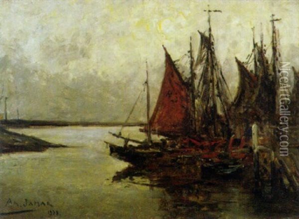 Soir Au Port De Zeebrugge Oil Painting - Armand Gustave Gerard Jamar