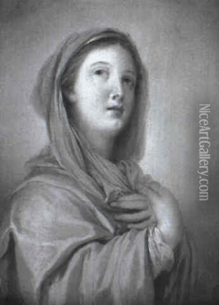 The Virgin Annunciate Oil Painting - Joseph Benoit Suvee