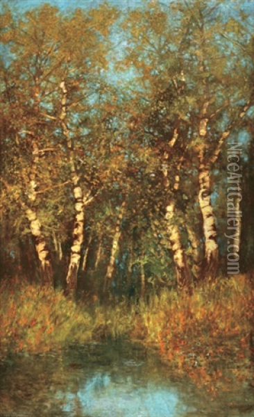Birch Trees Oil Painting - Laszlo Mednyanszky