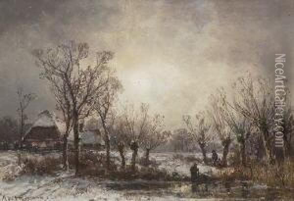 Winterlandschaft. Oil Painting - Adolf Stademann