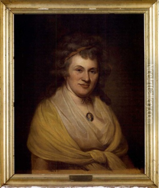 Portrait Of The Artist's Second Wife, Elizabeth Depeyster, Wearing A Yellow Shawl And Locket Around Her Neck With A Miniature Portrait Of Her Husband Oil Painting - Charles Willson Peale