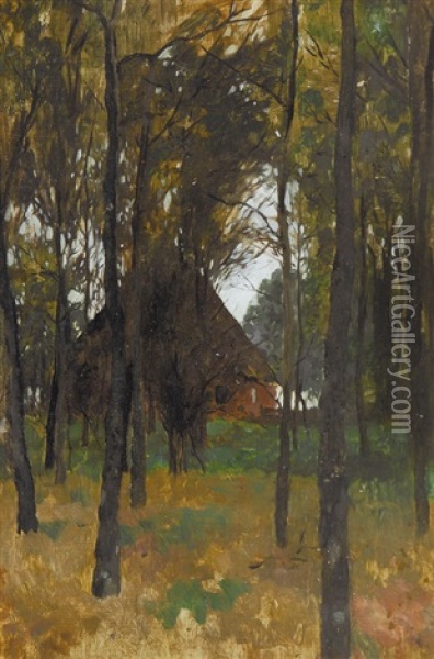 A House Between Trees Oil Painting - Thomas Herbst