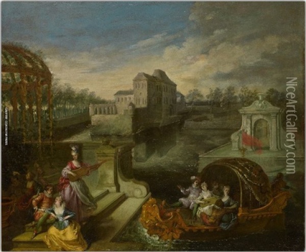 Scene Galante Oil Painting - Jean-Antoine Watteau