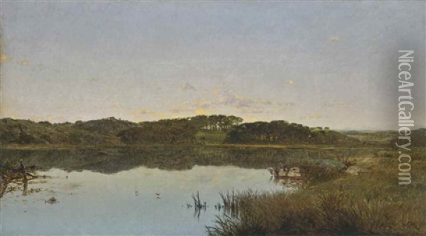 Almy Pond Oil Painting - John Frederick Kensett
