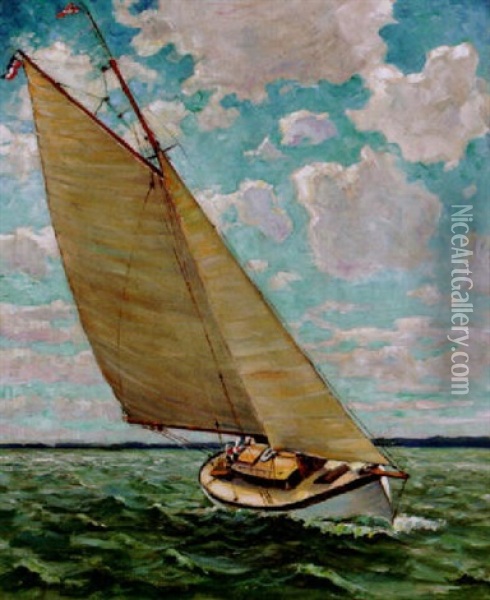 Segelschiff Bei Starker Brise Oil Painting - Georg Hesse