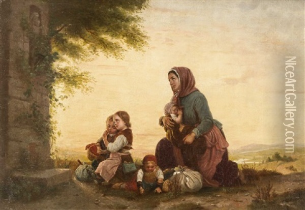 Familiengebet Im Freien Oil Painting - Johann Georg Meyer von Bremen