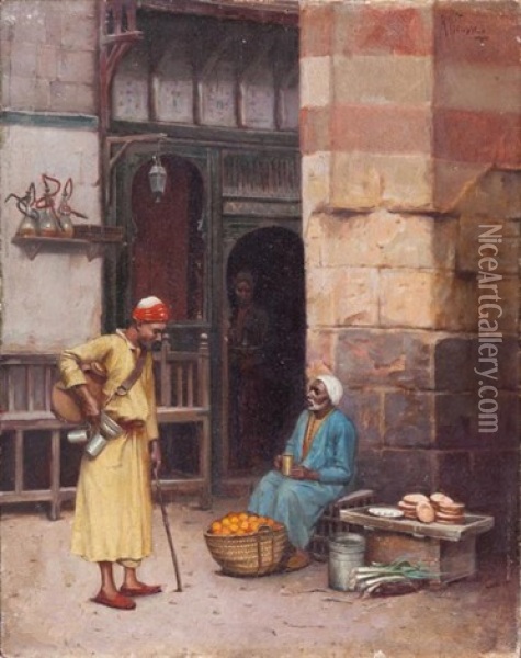 Le Marchand De Fruits, Le Caire Oil Painting - Rudolf Weisse