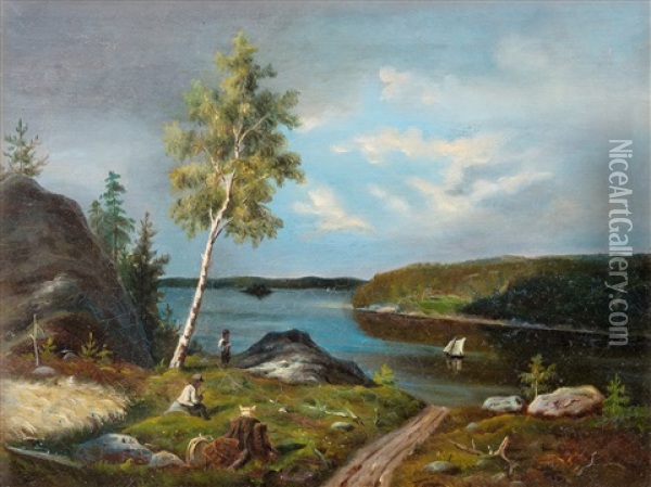 View From Pielisjarvi Oil Painting - Gustaf-Werner Holmberg