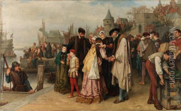 Emigration Of The Huguenots Oil Painting - Jan Antoon Neuhuys