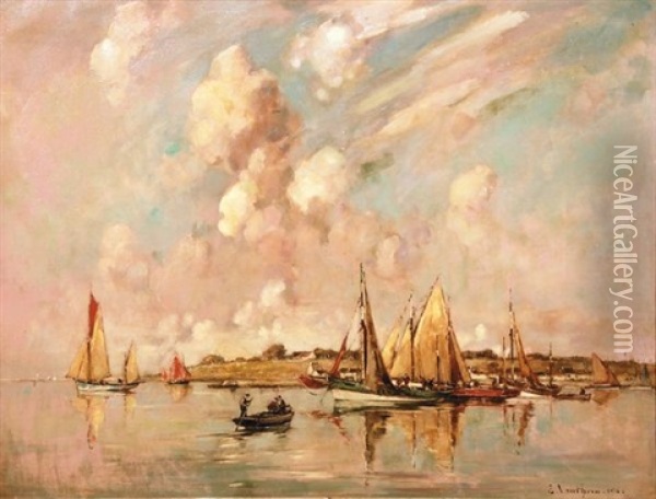 Voiliers Au Mouillage Oil Painting - Ernest Germain Vauthrin