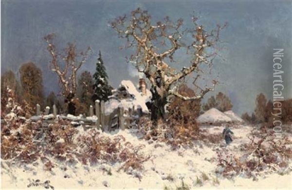 First Snow Oil Painting - Nikolai Obolensky