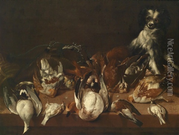 Jagdstillleben Mit Erlegtem Wildgeflugel Und Einem Hund Oil Painting - Jan Fyt