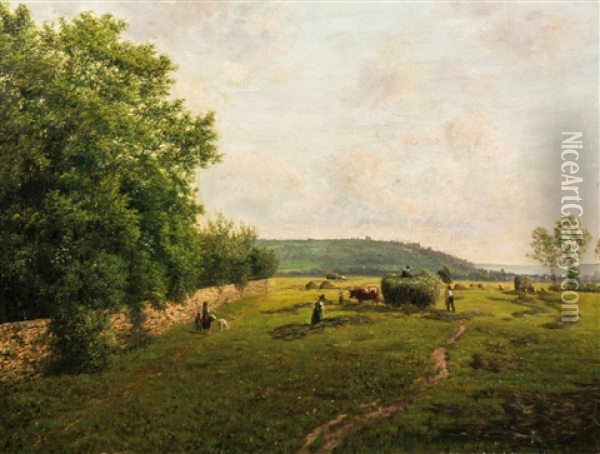 Bei Der Heuernte Oil Painting - Julius Kornbeck