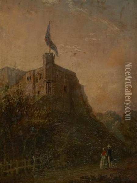 Queen Mary's Tower Carlisle Castle (+ Entrance Gate, Carlisle Castle; 2 Works) Oil Painting - Samuel Bough