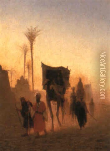 Arabes En Voyage/haute Egypte Oil Painting - Charles Theodore (Frere Bey) Frere