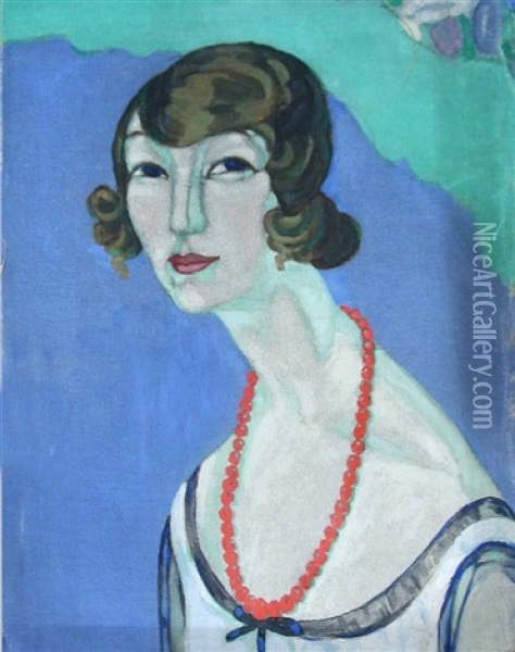 Portrait Of Mrs. Christine Mavrogordato Oil Painting - Gino Carlo Sensani