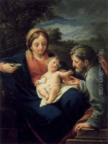 La Sacra Famiglia Oil Painting - Christoph Unterberger