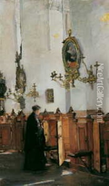 In Der St. Katharinenkirche In Hamburg Oil Painting - Gotthardt Johann Kuehl