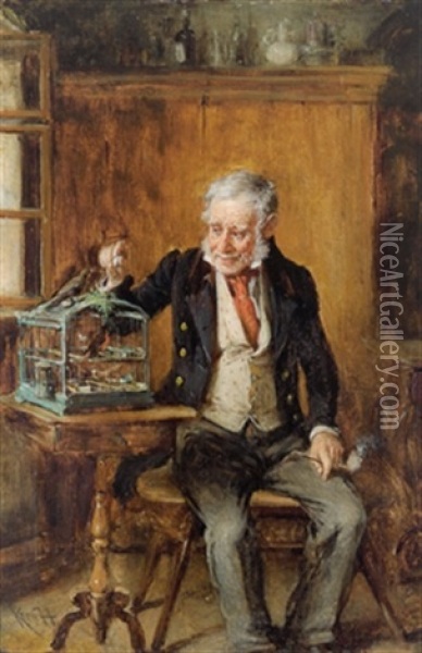 Der Vogelliebhaber Oil Painting - Hermann Kern