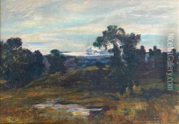 Central North Island Landscape Oil Painting - James M. Nairn