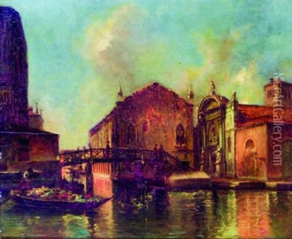 Vue De Venise Oil Painting - Pierre (Desire Eugene) Franc Lamy