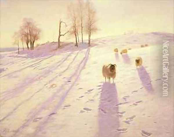 When Snow the Pasture Sheets Oil Painting - Joseph Farquharson