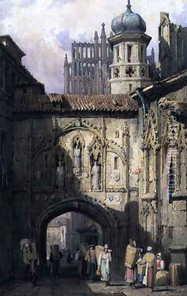 A View in Nuremberg, c.1823 Oil Painting - Samuel Prout