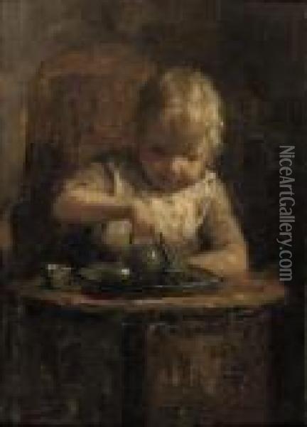 Pouring Tea Oil Painting - Evert Pieters