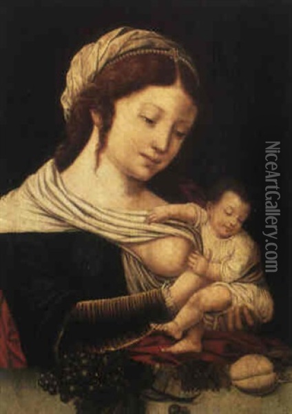 The Madonna And Child Oil Painting -  Master of the Parrot