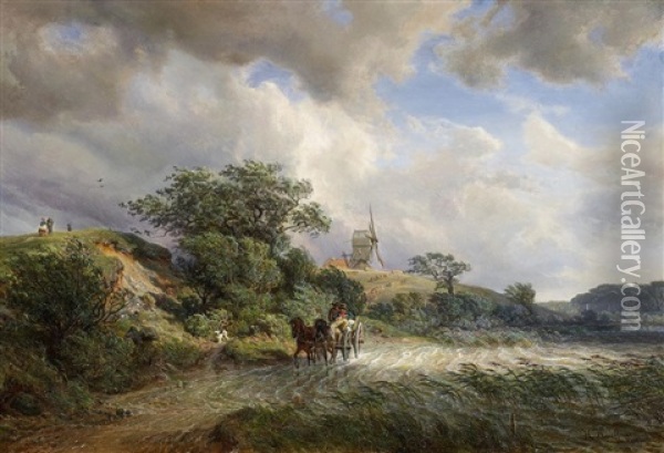Der Windige Tag Oil Painting - Hermann Kauffmann the Elder
