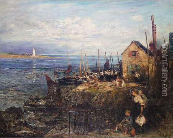 Montrose Harbour Oil Painting - John Robertson Reid