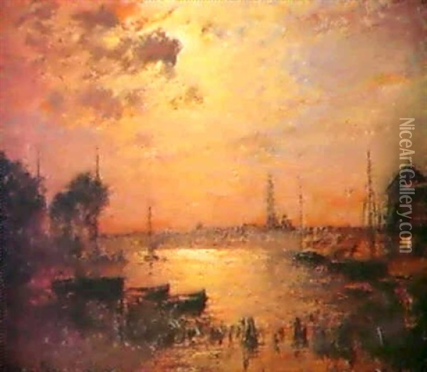 Ansicht Von Antwerpen Oil Painting - Louis Douzette