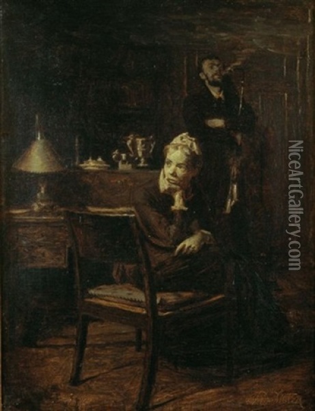 Scene D'interieur Bourgeois Oil Painting - Peter Vilhelm Ilsted