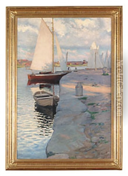 Vid Kajen Marstrand Oil Painting - Gustaf Theodor Wallen