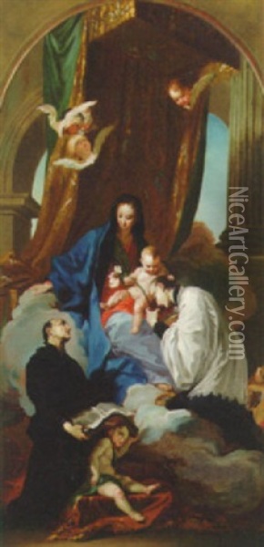 The Madonna And Child With Saint Francis Xavier And Saint Ignatius Loyola Oil Painting - Giambettino Cignaroli