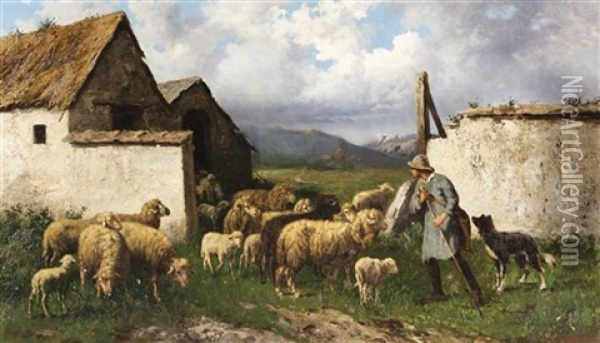 Sheep Herder Oil Painting - John Califano