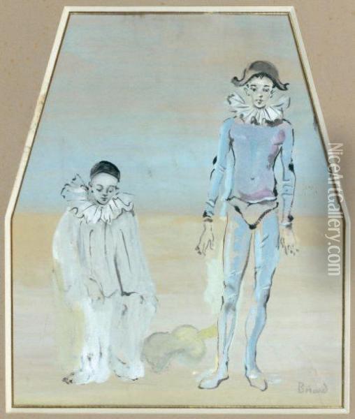  Pierrot Et Arlequin  Oil Painting - Christian Berard