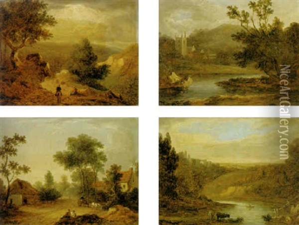 A View Of Hampton Cliffs Near Bath Oil Painting - Benjamin (of Bath) Barker